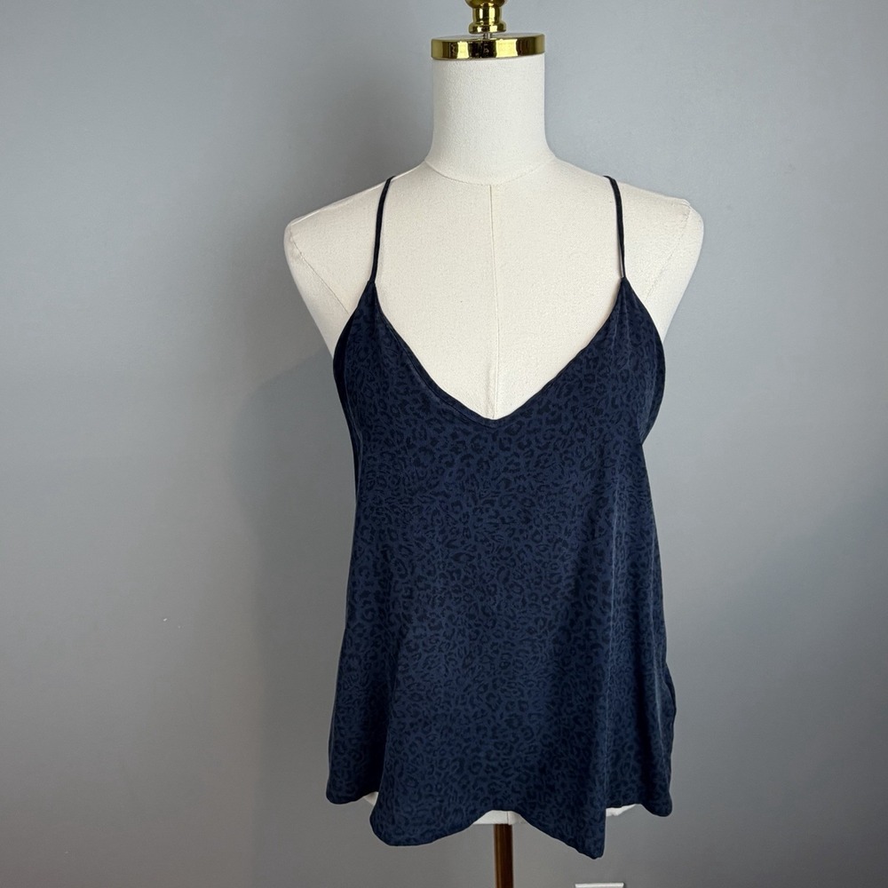Rails Gwen Camisole Size Medium Racerback Tank Navy Midnight Cheetah Silk